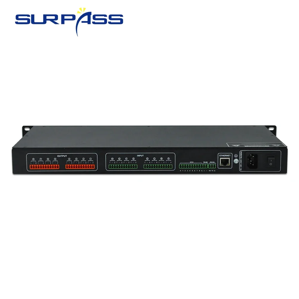 8 Input 8 Output Audio Processor DSP Network Power Amplifier Pro Compact Matrix Processor Mixer for Conference Room Hotel School