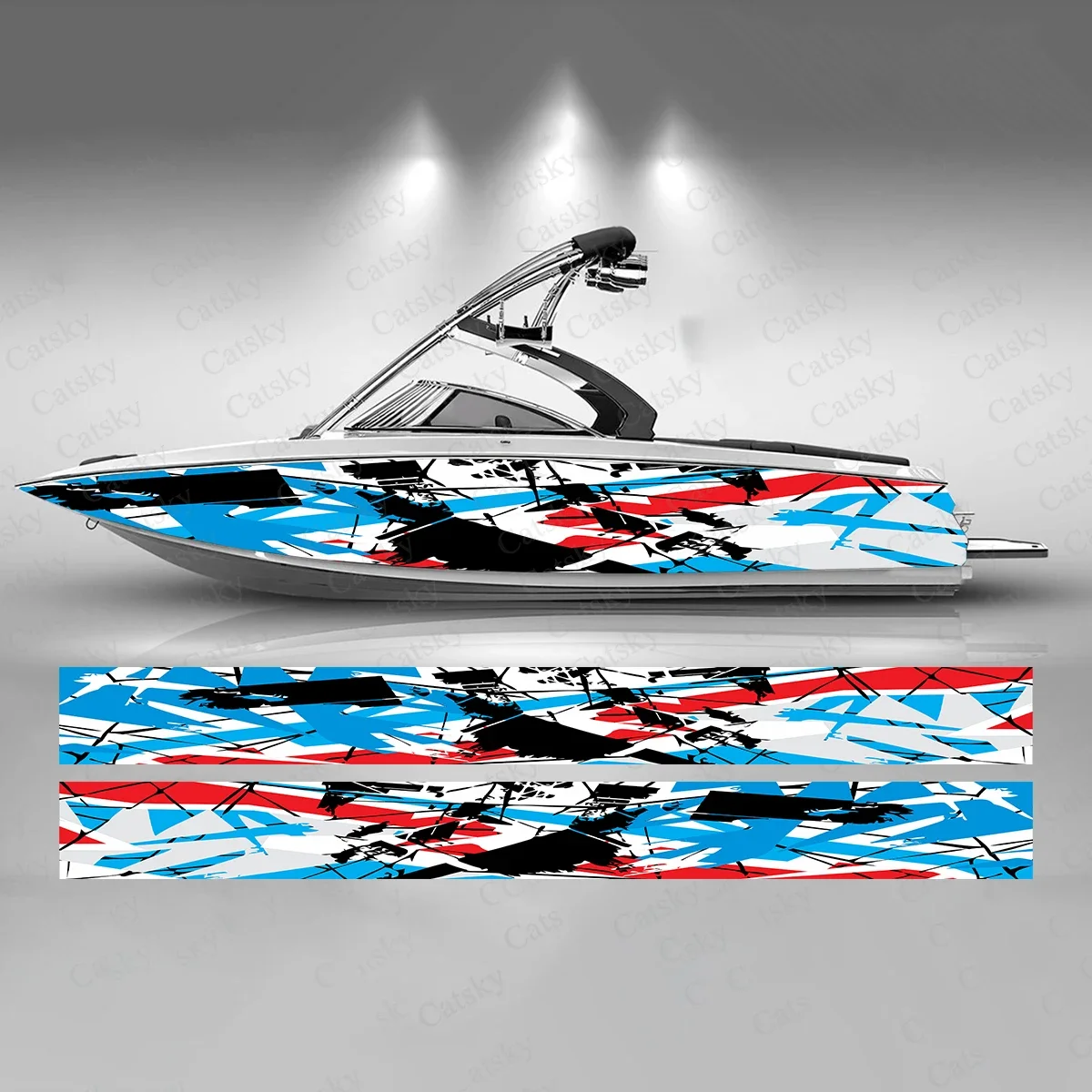 

Classic Graffiti Stripes Boat Sticker Fashion Custom Fish Boat-Sticker Vinyl Waterproof Boat Wrap Graphic Boat Wrap Decal