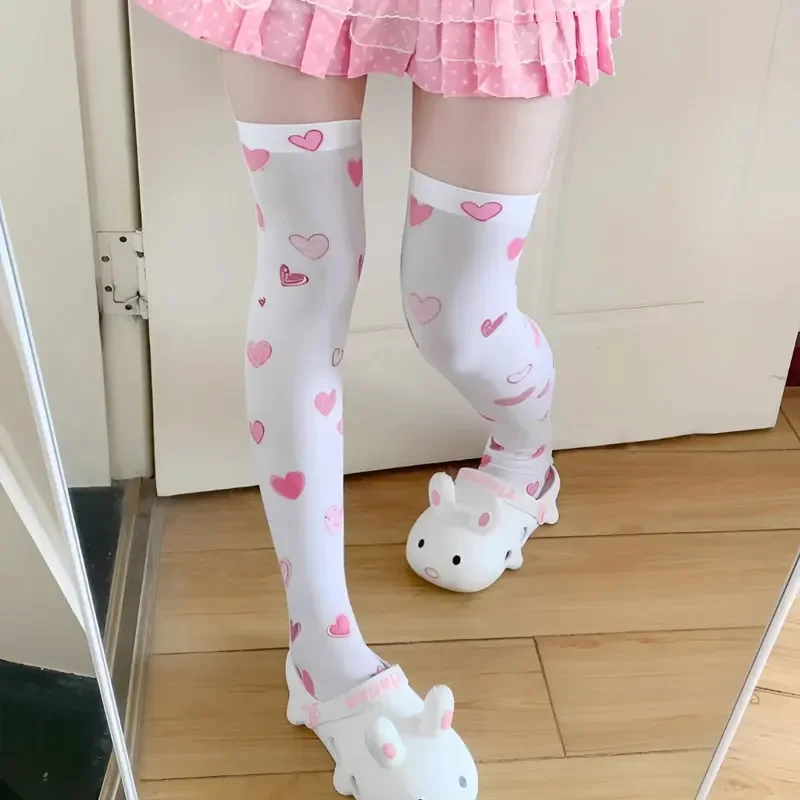 Japanse Loli Kousen Anime Halloween Lolita Bedrukt Zoete Kawaii Kousen Vrouwen Schattige Witte Strakke Hoge Kniekousen
