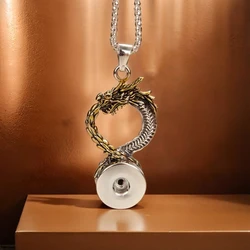 infinite infinity Simple Fashion Retro Circle Dragon 011 Fit 18mm Snap Button Pendant Necklace Punk Necklace Men Women Jewelry