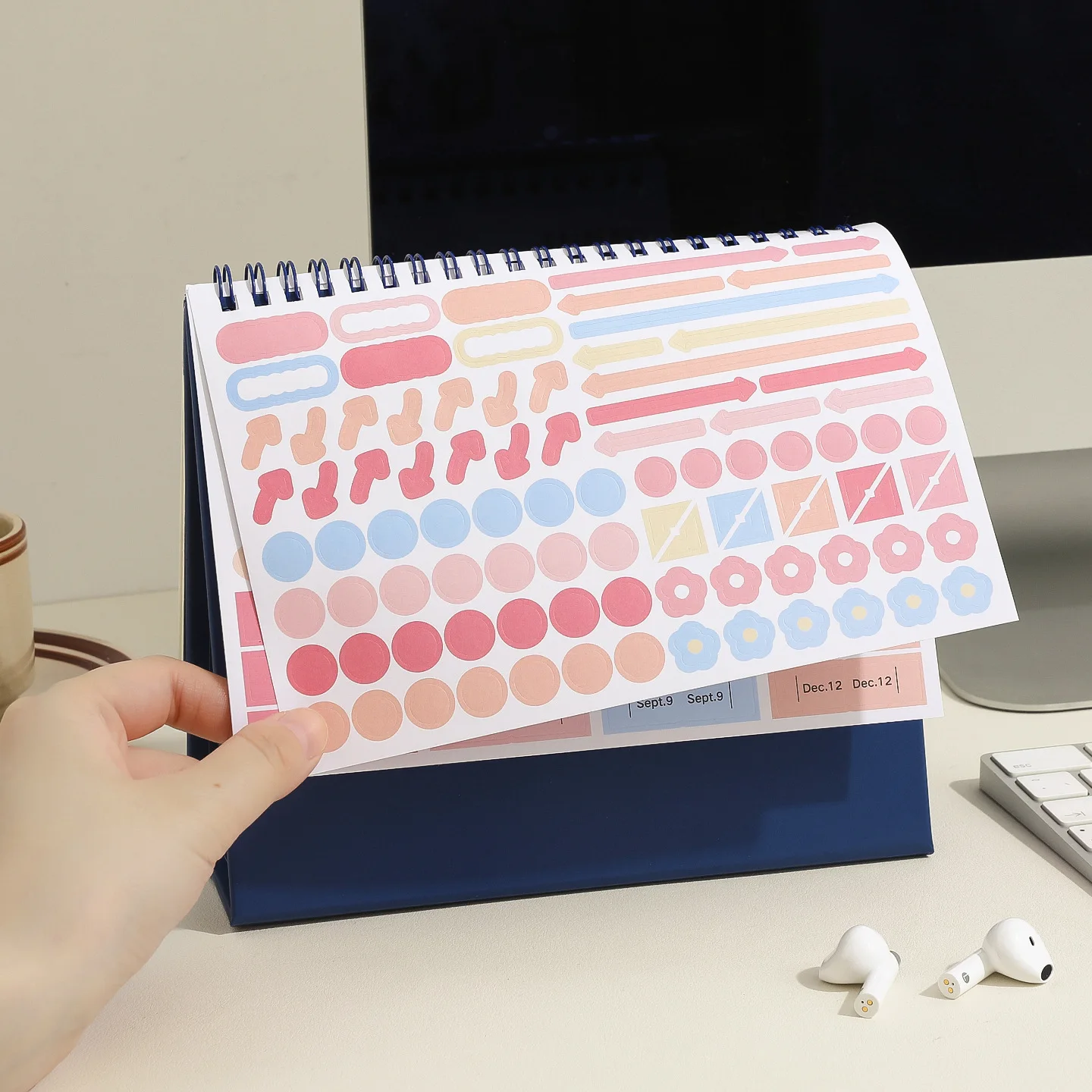 2026 Mini Simple Calendar Small Desk Calendar Creative Coil Calendar Planner Desktop Decoration Office Stationery