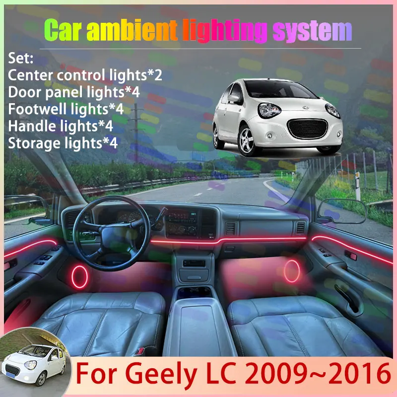 

For Geely LC 2009~2016 Gleagle Panda GX2 Yulu EV2 2/24 in 1 Car Atmosphere Light Lamp RGB Shade Ensemble Streamer Atmosphere Set