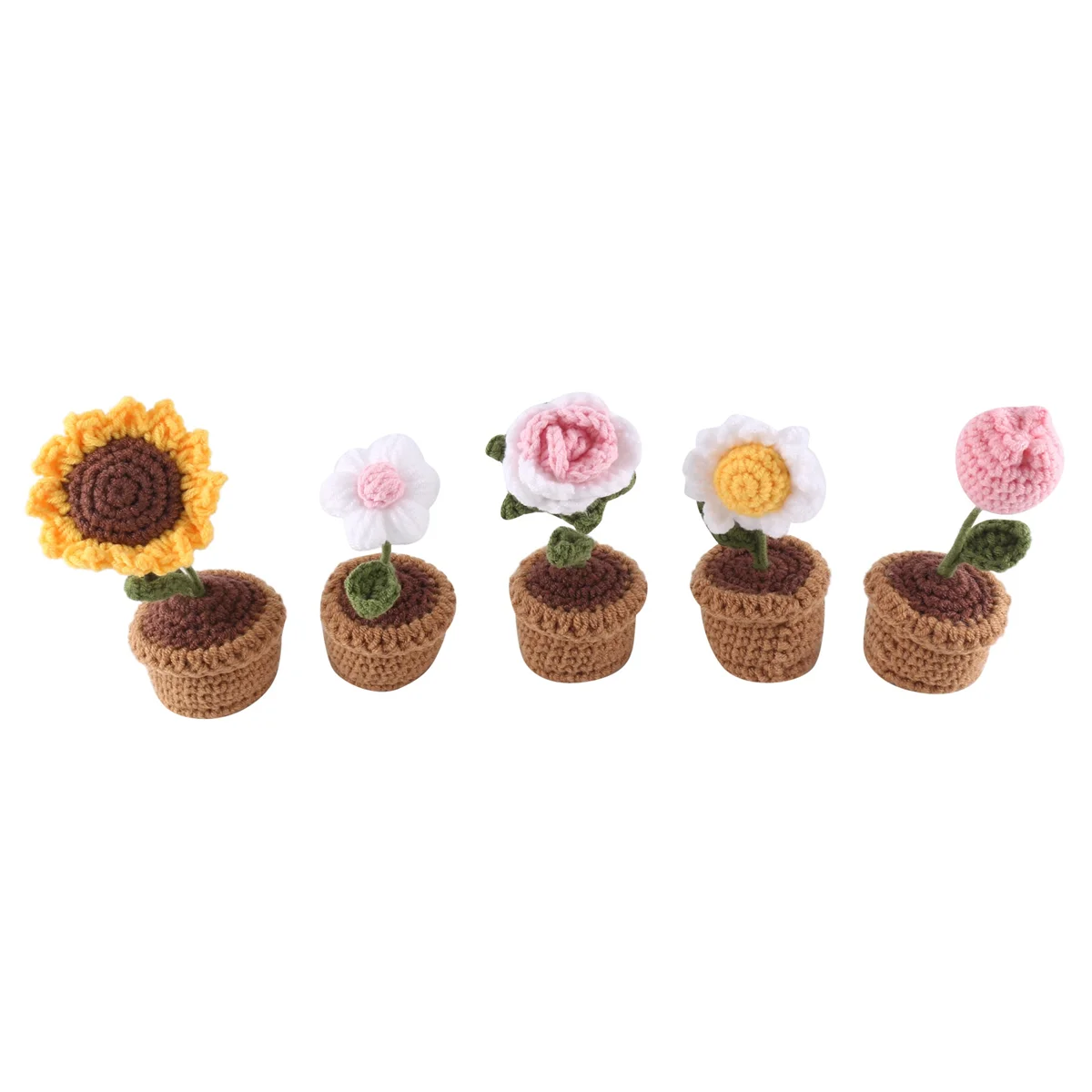 5 Pcs Potted Flowers Kit for Home Decoration, Finished Product (Multi-Color)