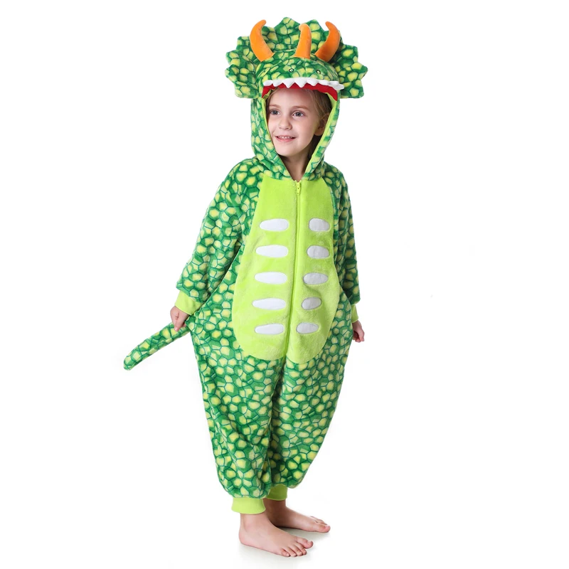 Halloween Cartoon Dinosaur Costume for Kids Long Sleeve Jumpsuits Role-Play Pajamas Costume Cosplay Party Outfits