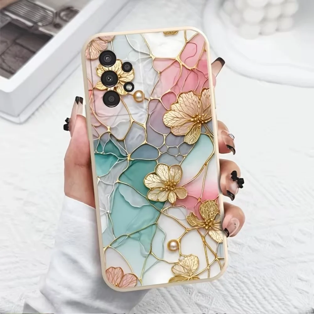 For Samsung Galaxy S26 S25 S24 S23 S22 S21 S20 Ultra Plus FE Edge 2022 5G Marble Textured Colorful Floral TPU Phone Case Cover