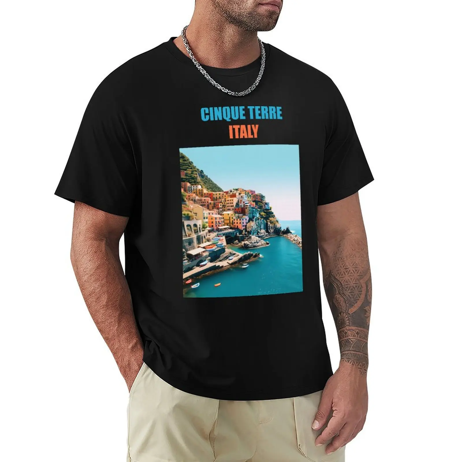 Cinque terre Italy T-Shirt Graphic Print Short Sleeve T-Shirt
