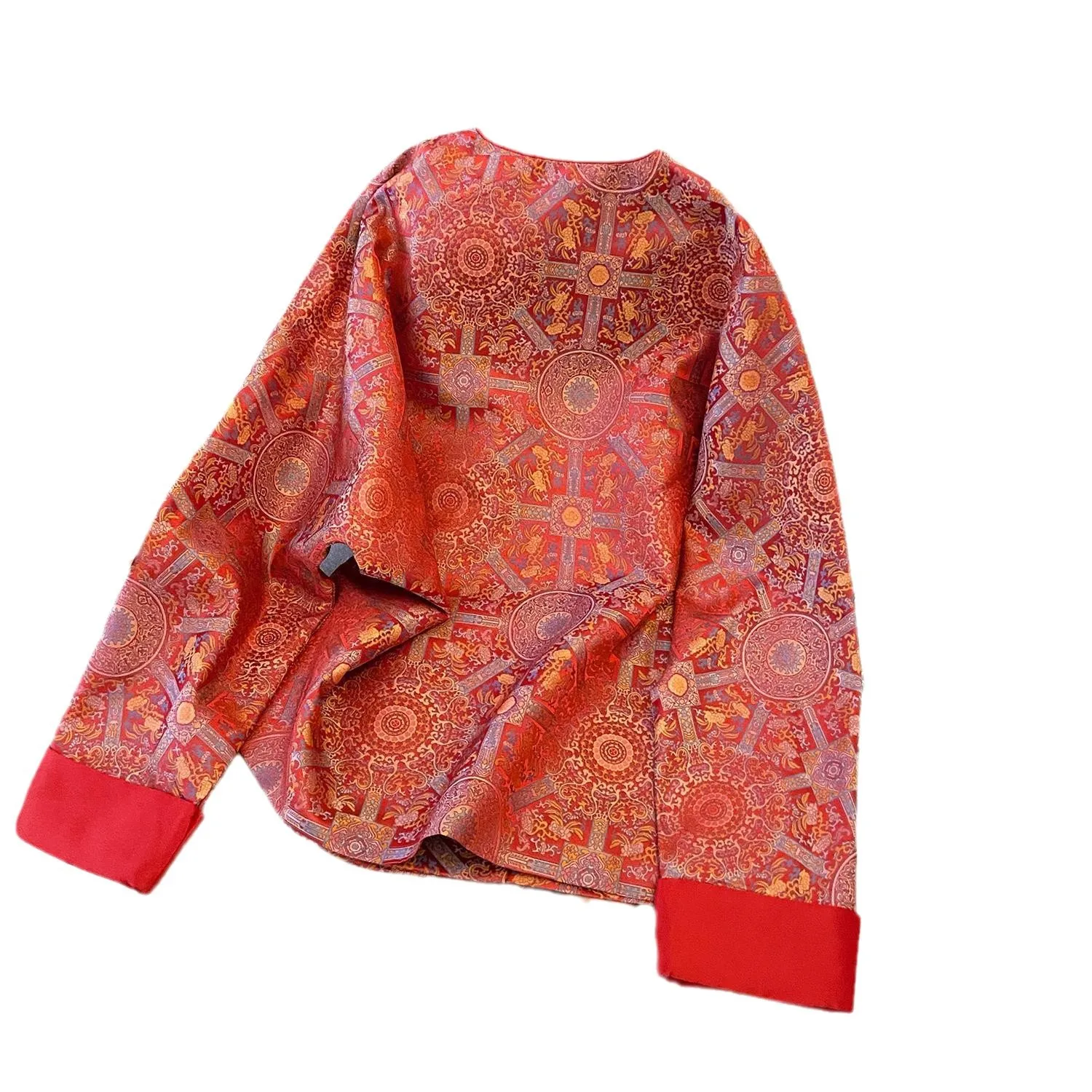 Veste courte de style chinois pour femme, rouge aviation, bouton, nouvel an, assressenti, petit, nouveau