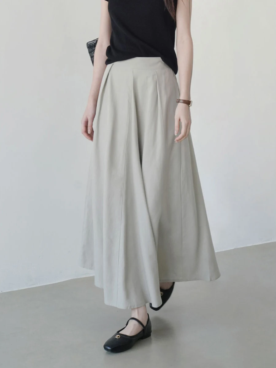 

Весенняя женская юбка миди А-силуэта с высокой талией, свободная, стройнящая, струящаяся, для офиса, длинная, элегантная