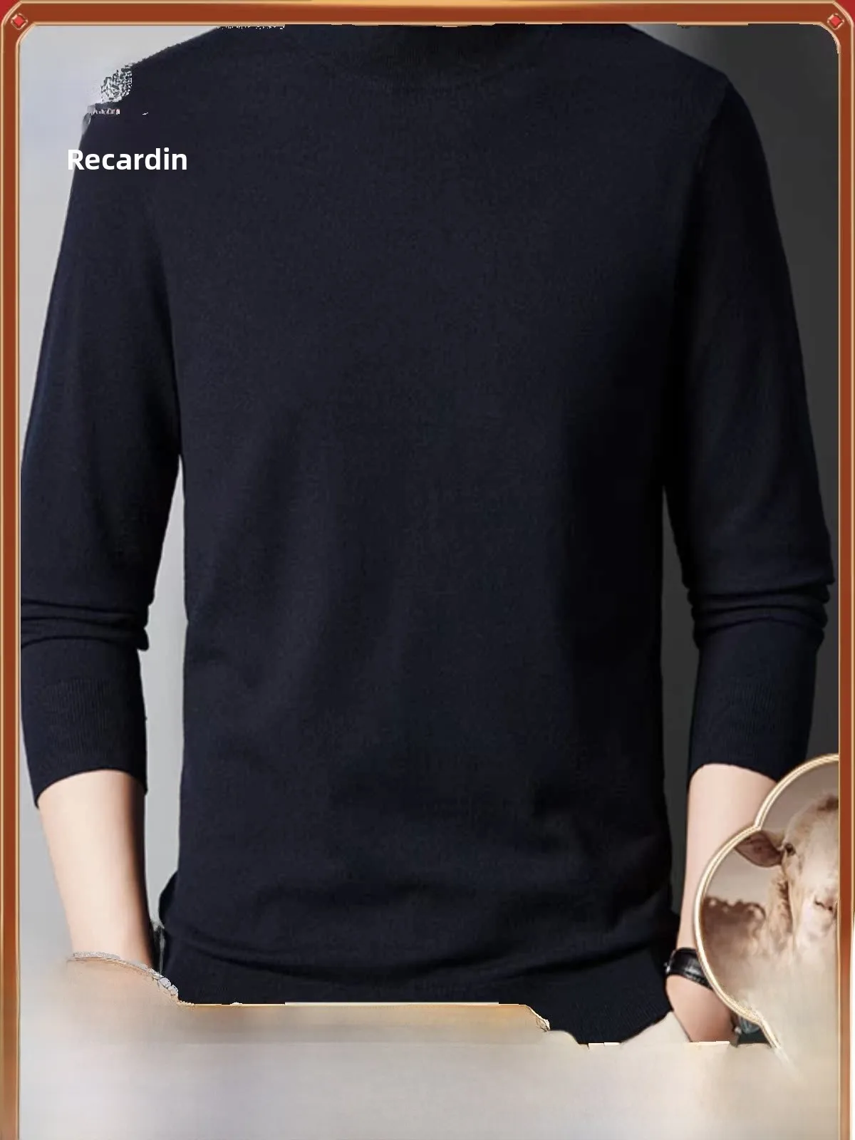 

Мужская шерстяная футболка Pierre Cardin с длинным рукавом и круглым вырезом, осенняя новинка, высококачественная базовая модель, универсальная для делового и повседневного стиля.