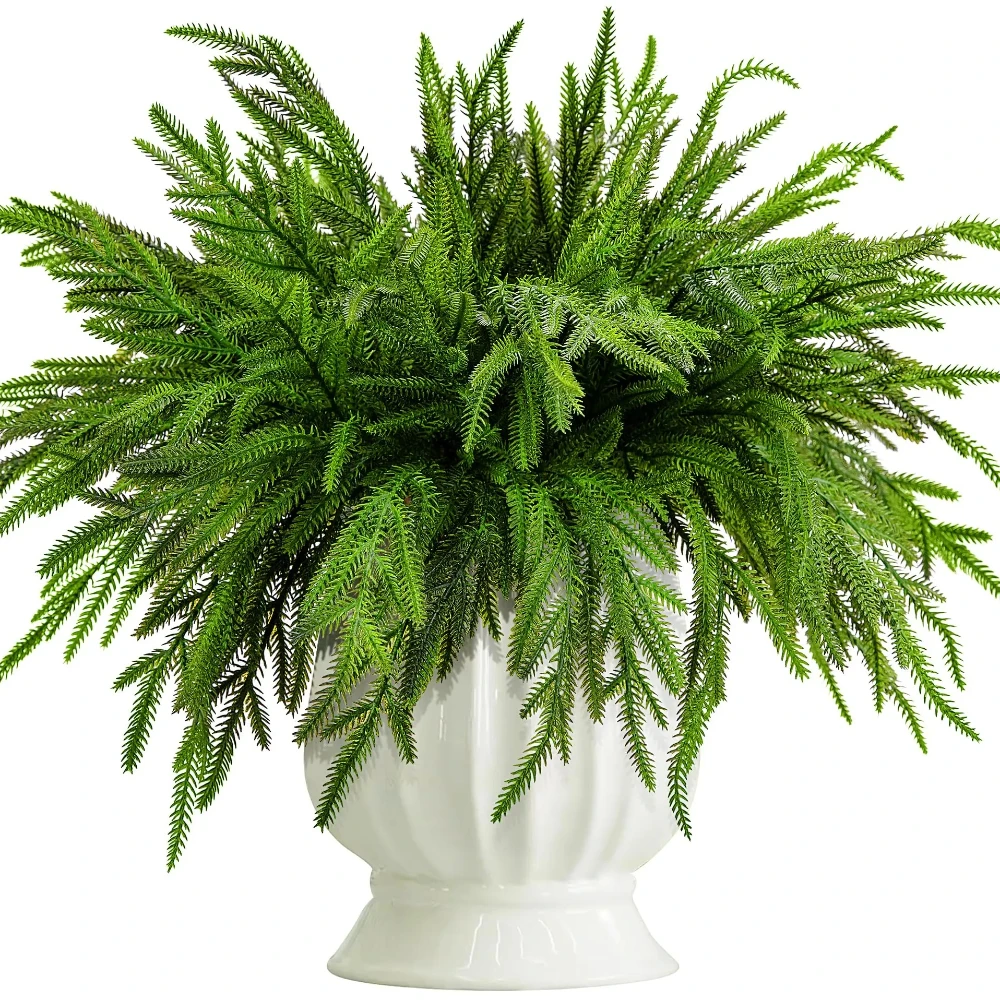 50 سنتيمتر فروع الصنوبر نورفولك الاصطناعي فروع عيد الميلاد النباتات وهمية الخضرة Sprigs بها بنفسك الحرفية جارلاند ديكور حديقة المنزل عيد الميلاد