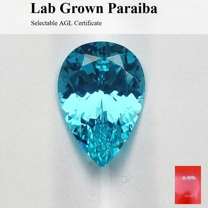 

Par-Lab Grown Paraiba Sapphire Pear Shaped VVS1 For Charms DIY Jewelry Making Materials Selectable AGL Certificate