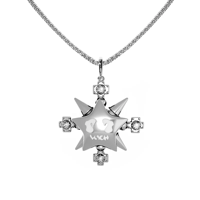 Hip Hop Punk Compass Pendant Necklace Lucky Star\'s Night Light Rotation Fashion Men Women Rapper PSY.P KNOWKNOW Jewelry Gift