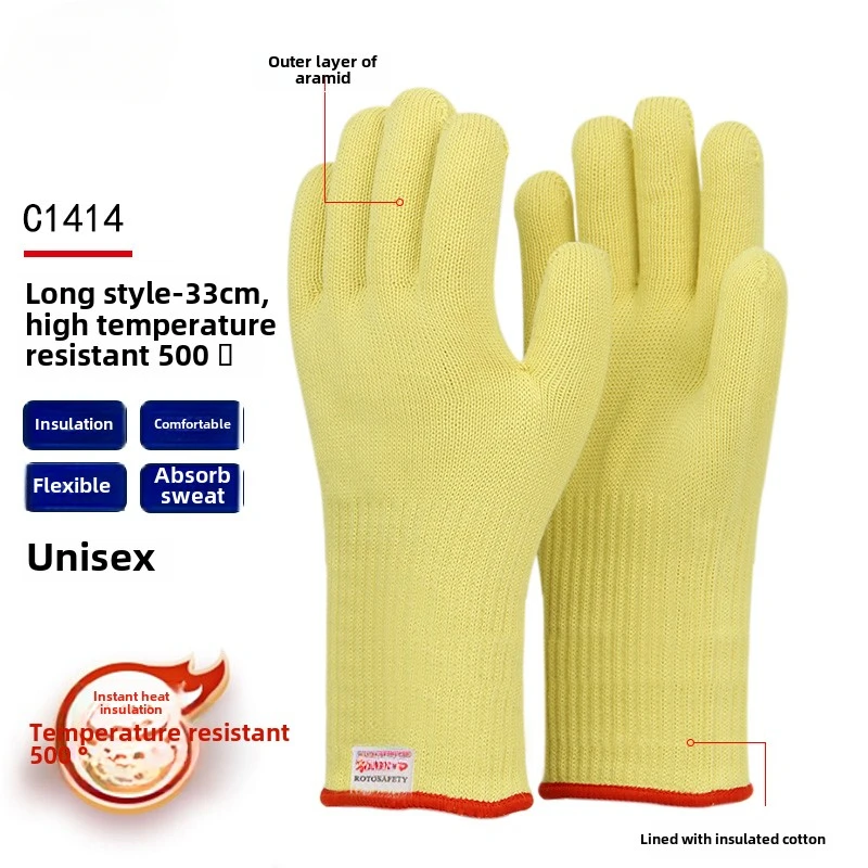Luvas de aramida resistentes a altas temperaturas de 500 graus, churrasco, anti-corte, isolamento térmico, cozimento, luvas kevlar anti-escaldante