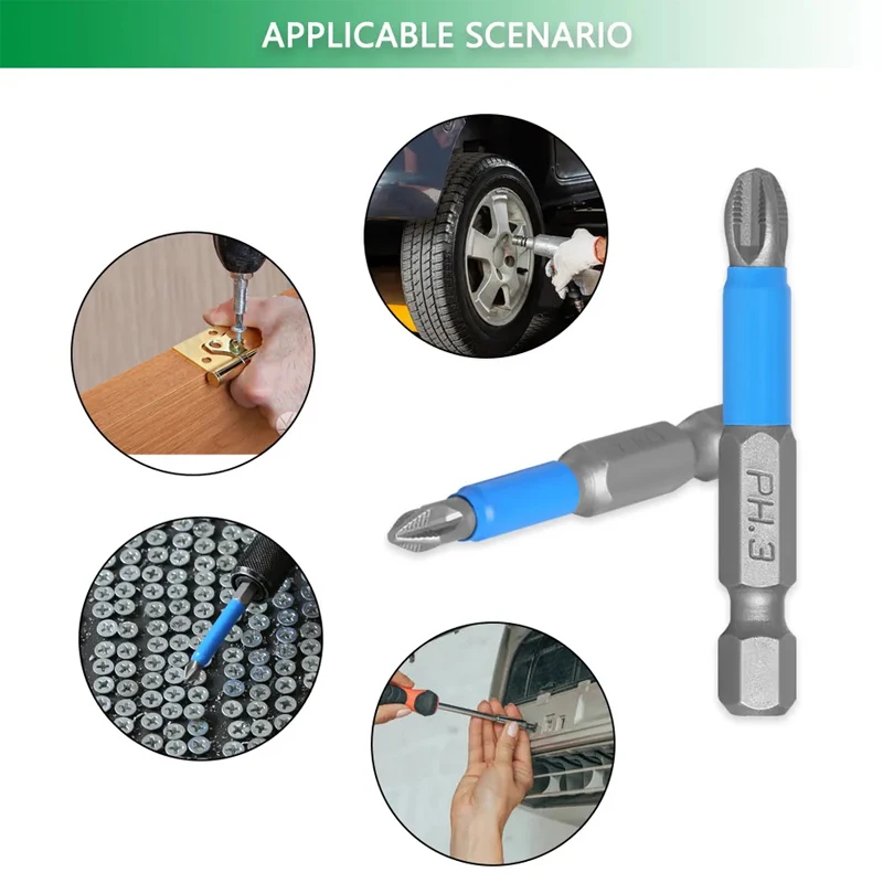Imagem -06 - Anti Slip Screwdriver Bits Cabeça Única Magnética Ferramenta Elétrica de Aço Phillips Bit Hex Shank Ph1 Pz1 Ph2pz2ph3 s2 50 mm 10 Pcs