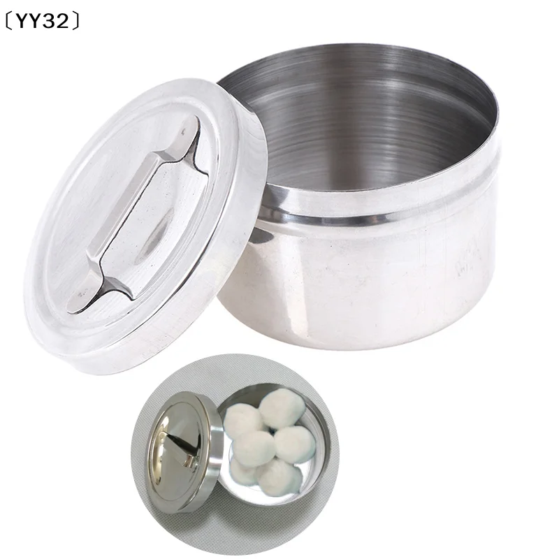 1 Piece  Alcohol Round Box 304 Stainless Steel Cotton Can  Laboratory Instruments And Tools Storage Tank With Cover〔YY32〕