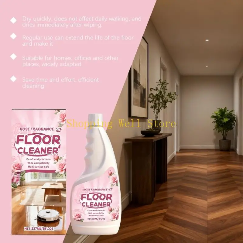 KX4B Effective Rose Scented Floor Wash Solution Floor Cleaner For Multiple Type Floors Quick Drying and Fast Acting 237ml
