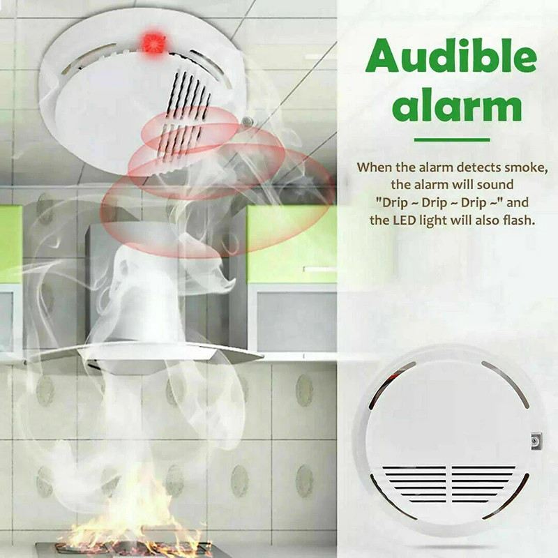 Detector De Fumaça De Alarme De Incêndio, Bateria Operado, Segurança De Vida, Aparelho De Aviso Antecipado, Home Fire Safety Acessórios, C5