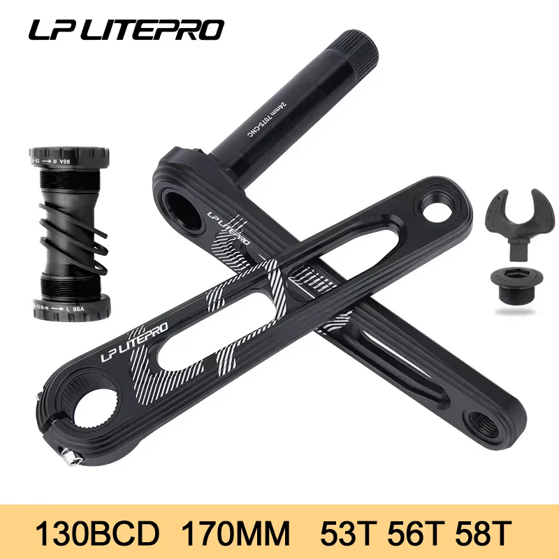 

LP Litepro 170MM CNC Aluminium Vouwfiets Crank 53T 56T 58T Enkel Kettingblad 130BCD Fiets Kettingwiel Crankstel Bike parts