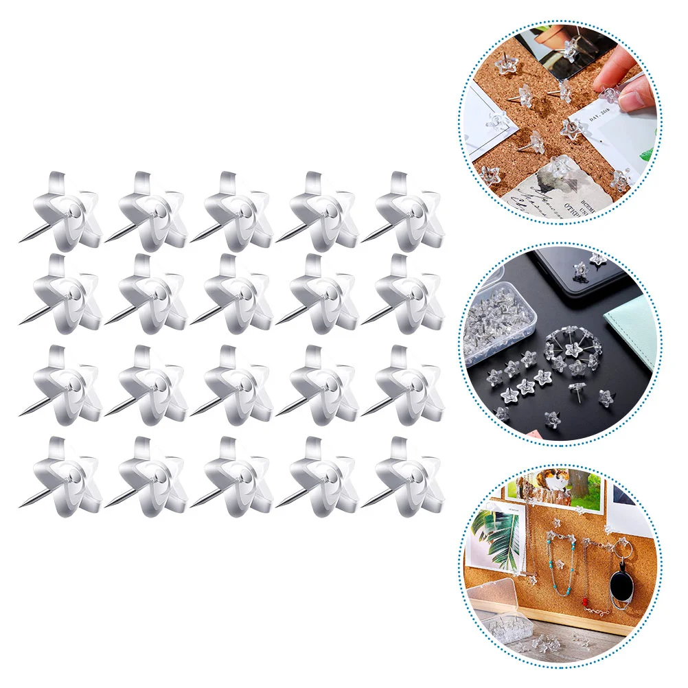 200 Pcs Transparent Pentagram Office Thumb Tacks Decorate Home Plastic Wall Push Pins Creative Thumbtack Star Pushpins