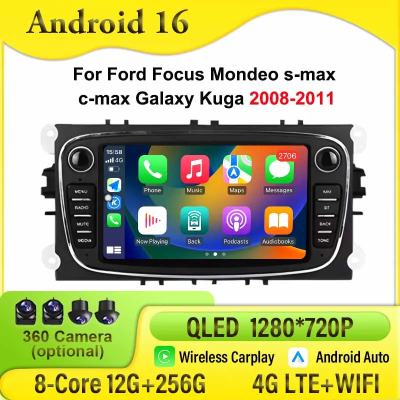7inch Auto Radio Android 16 4G LTE Car Multimedia Video Player WIFI 4G For Ford Focus Mondeo C-MAX S-MAX Galaxy Kuga 2008-2011