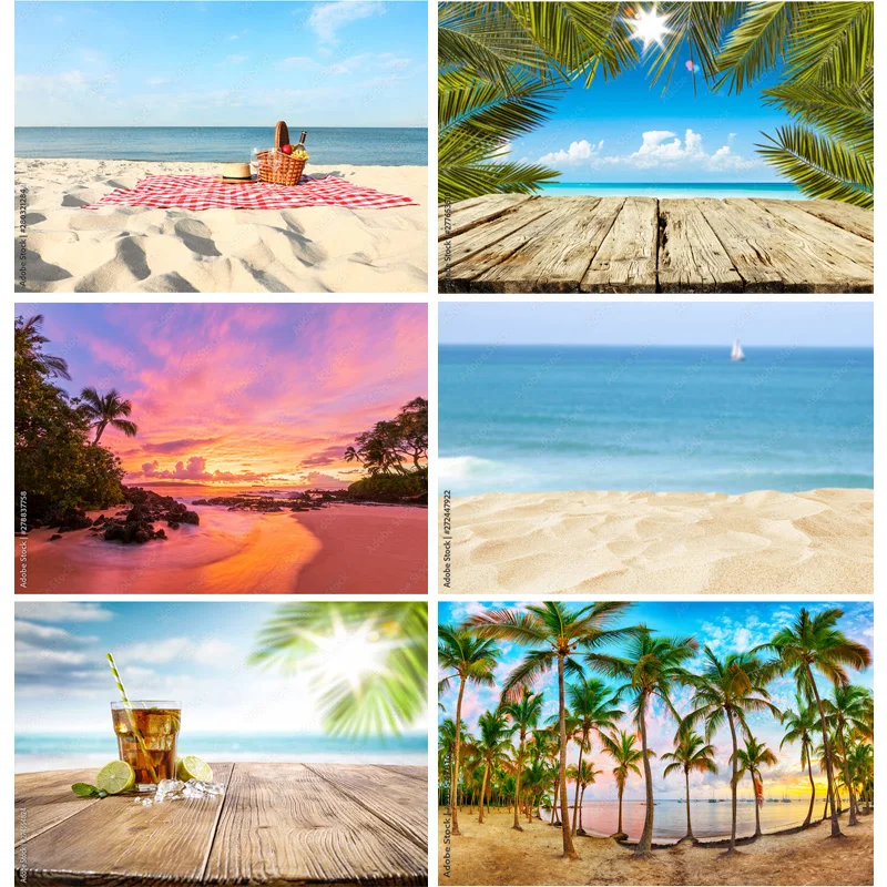 

Tropical Sea Beach Palms Tree Photography Background Natural Scenic Photo Backdrops Photocall Photo Studio HHB 13