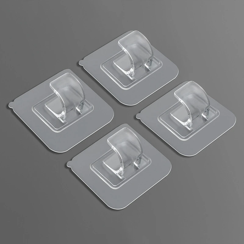 

4pcs Powerful Curtain Rod Bracket Adjustable Clear Wall Bracket Hooks Self Adhesive Rods Hanger For Home Clip Home Organizer