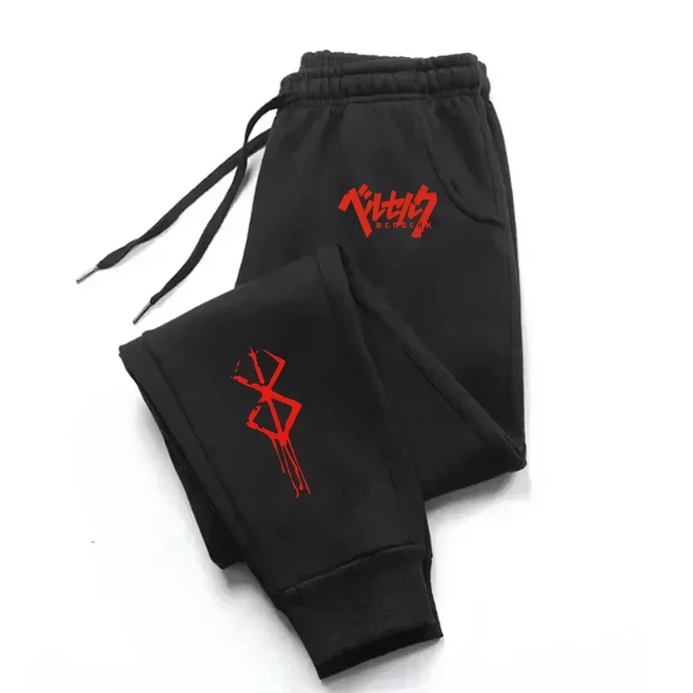 

2026 Men Sweatpants Japanese Anime Berserk Print Fleece Joggers for Women Trousers Fitness Workout Running Pants Unisex