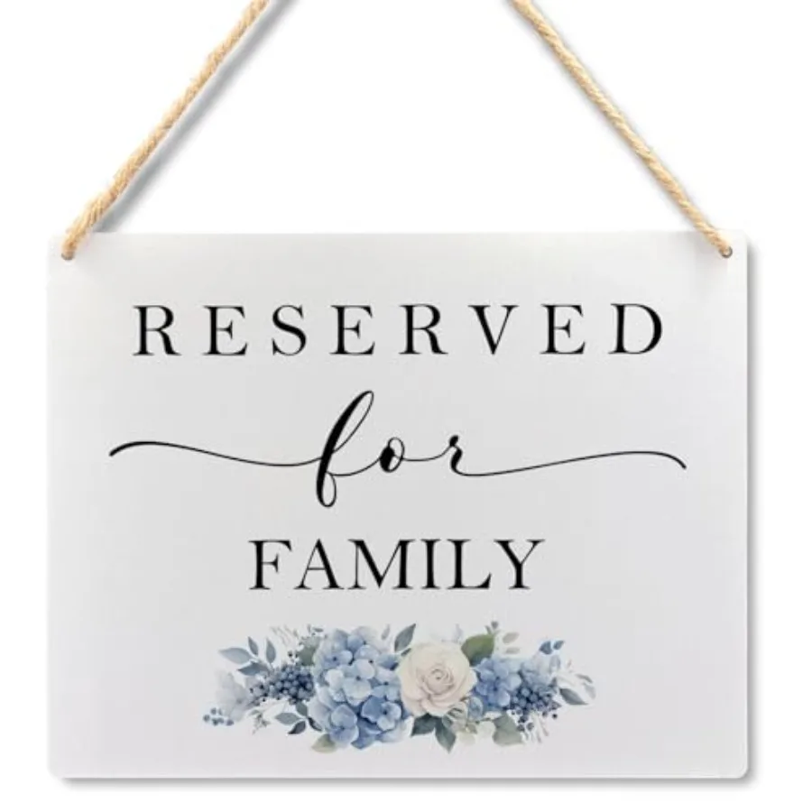 Letreros de Asientos Reservados - Letrero Reservado para Familia, Letreros Colgantes de Madera para Sillas de Boda, Decoraciones de Boda para Recepción 10.