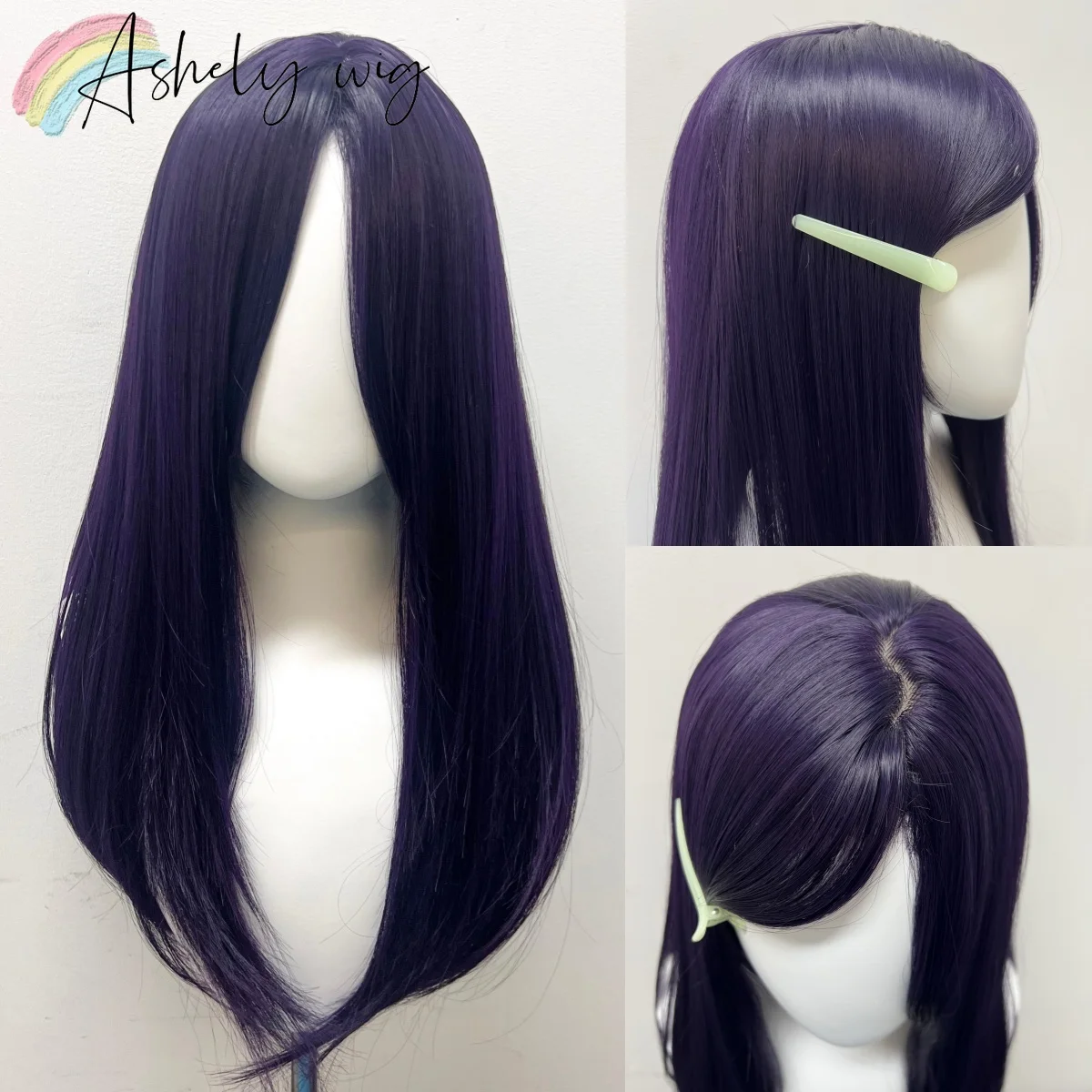 Starfire Cosplay Wig Dark Purple Wig 24inch Straight Hair Natural Headband Wigs High Temperature Fibers Synthetic Hair Wigs
