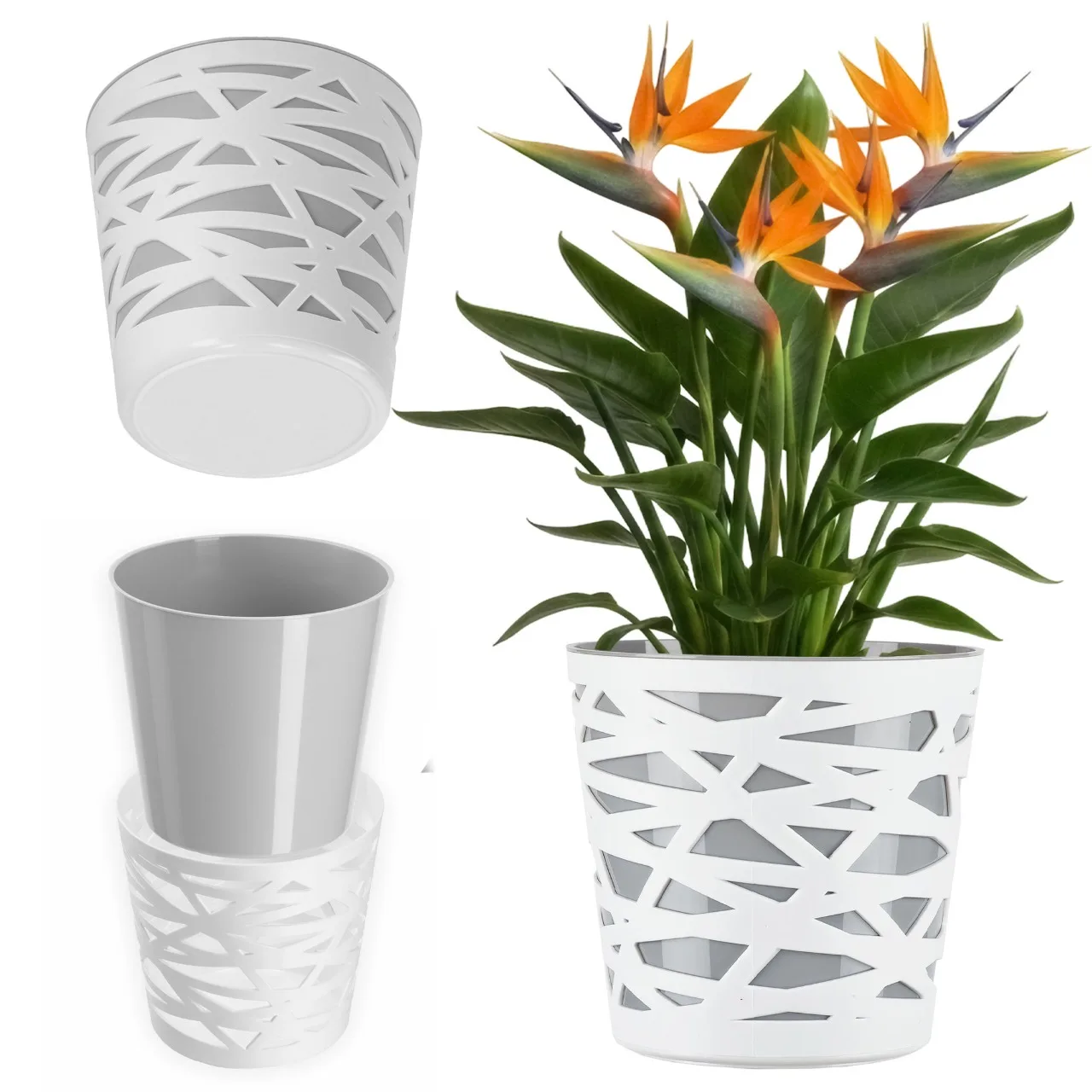 Planten Bloempot Plastic Cover Cartridge Voor Bloemen 15 cm Grijs