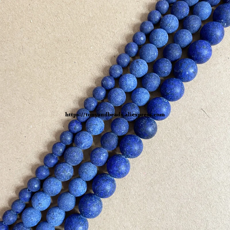 Natural Stone Matte Dyed Lapis Lazuli Round Loose Beads 15\