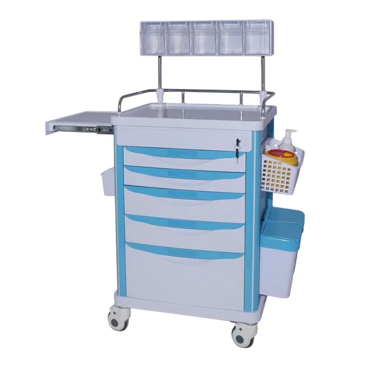 

BT-AY005 Cheap Hospital Medical ABS plastic trolley mobile medicine cart with 5 drawers dustbin price