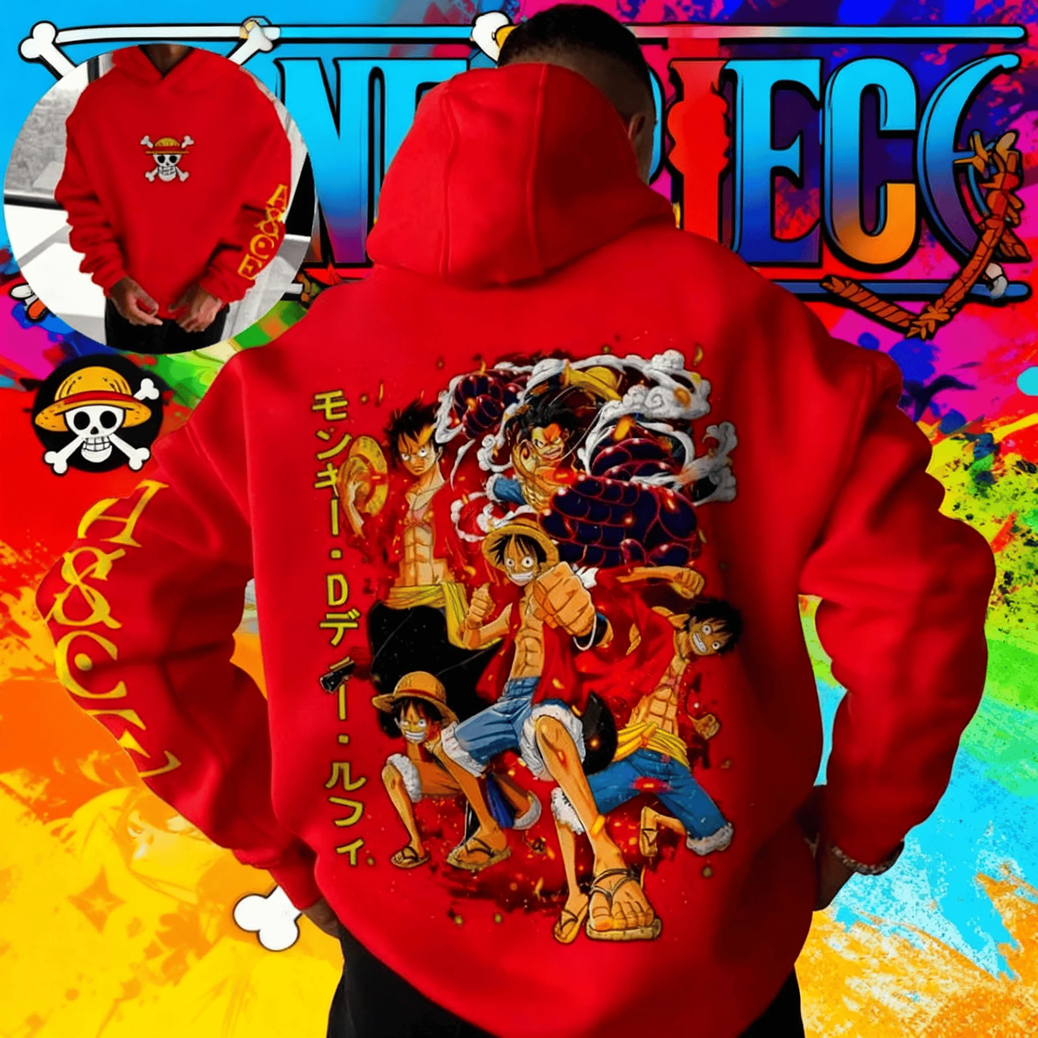 

Anime One Piece Anime Munch D. Luffy Pattern 2025 Autumn/Winter New Hot Selling Men's Women's Casual Loose Hip Hop Cotton Hoodie