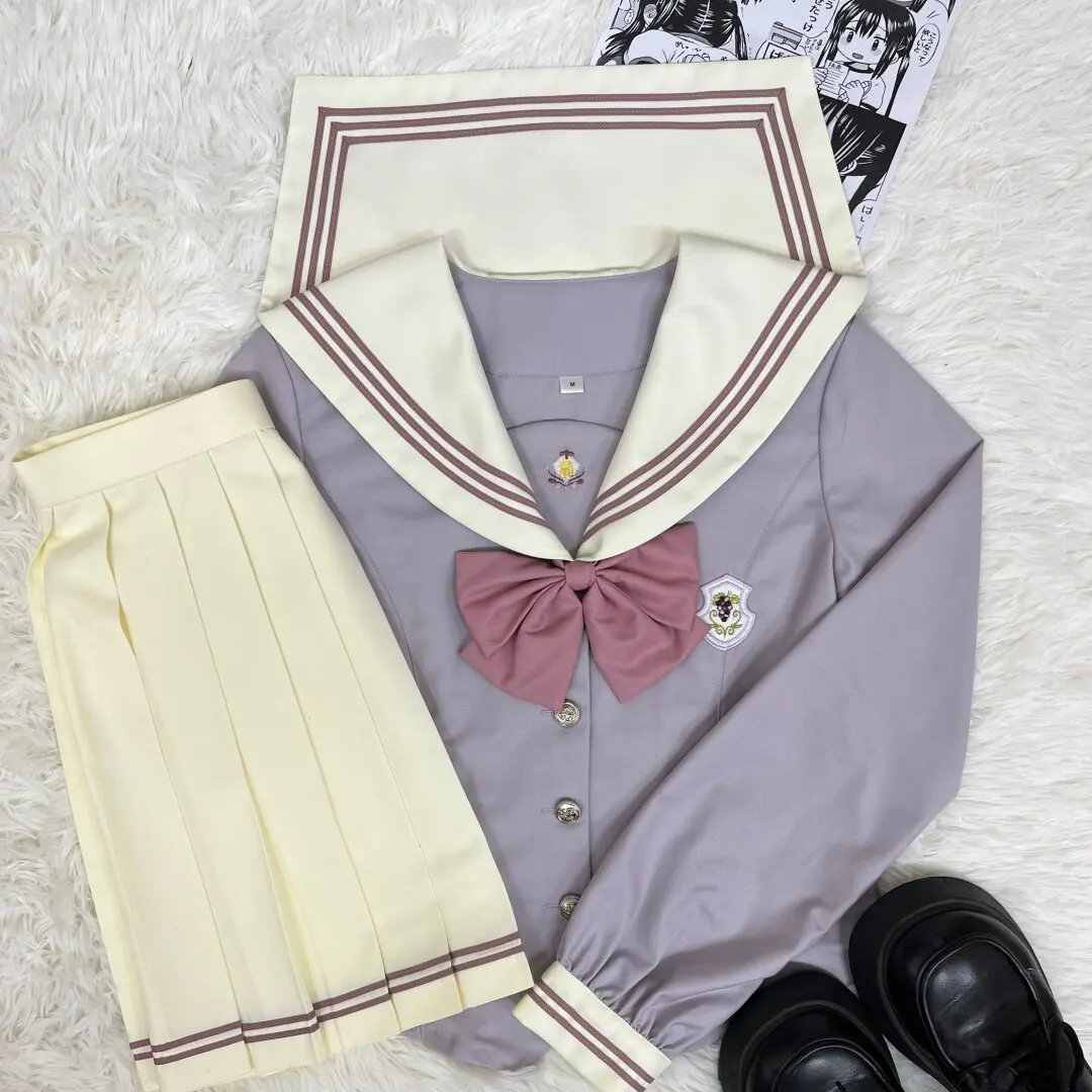 new-lavender-seifuku-japanese-jk-uniform-girls-high-school-women-set-sailor-suit-cream-color-skirt-korean-student-costume-outfit