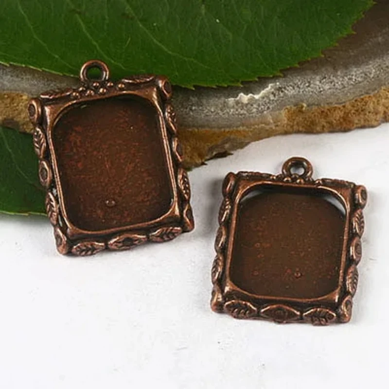 10pcs 21*20mm Antiqued Copper Tone Leaf Picture Frame Charm H2831 Charms for Jewelry Making