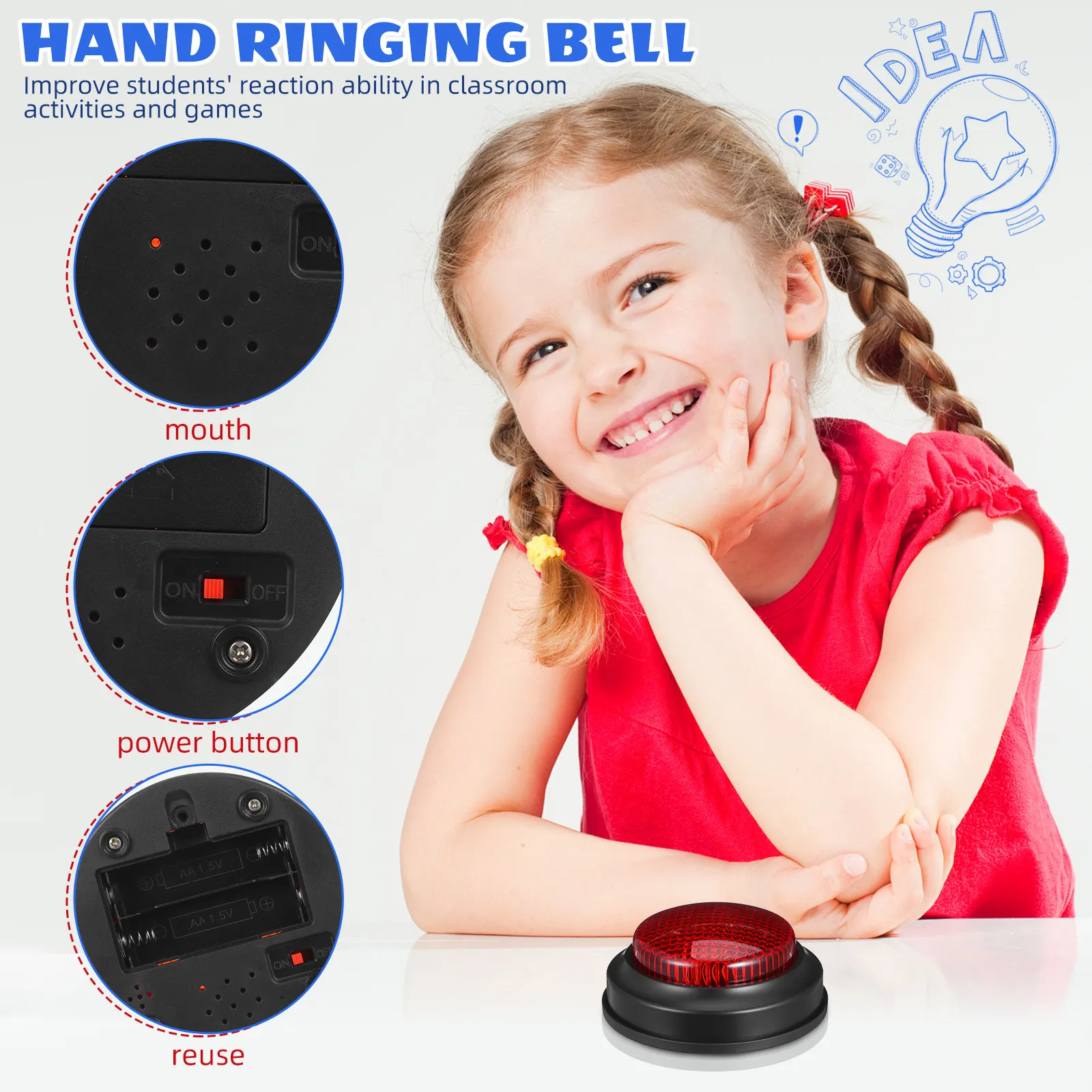 Picture 7: 4pcs Answer Buzzer Button Game Show Buzzers For Classroom Light Up Game Night Activity Trivia Games Reaction Training
