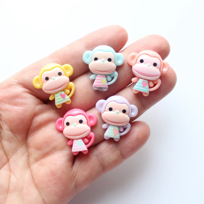 10Pcs 23*25mm Cartoon Monkey Resin Animal Flatback Scrapbooking DIY Wedding Phone Hair Shoe Cap Toy Jewelry Gift Embellishment