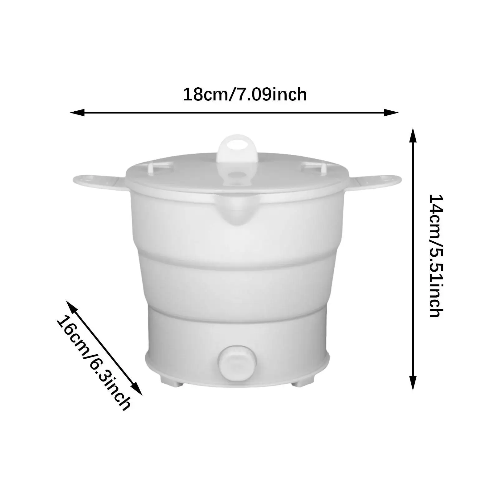 Travel Hot Pot 1.2L with Steamer Electric Kettle Silicone Cookerware Boiling Water Steamer for Dorm Soup Hotel Porridge Kitchen