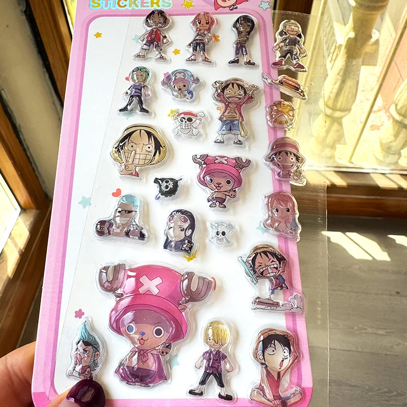 Japanese Style Cute One Piece Sticker Cartoon Monkey D Luffy 3D Relief Crystal Sticker Student Diy Phone Case Reward Toys Gift view 6