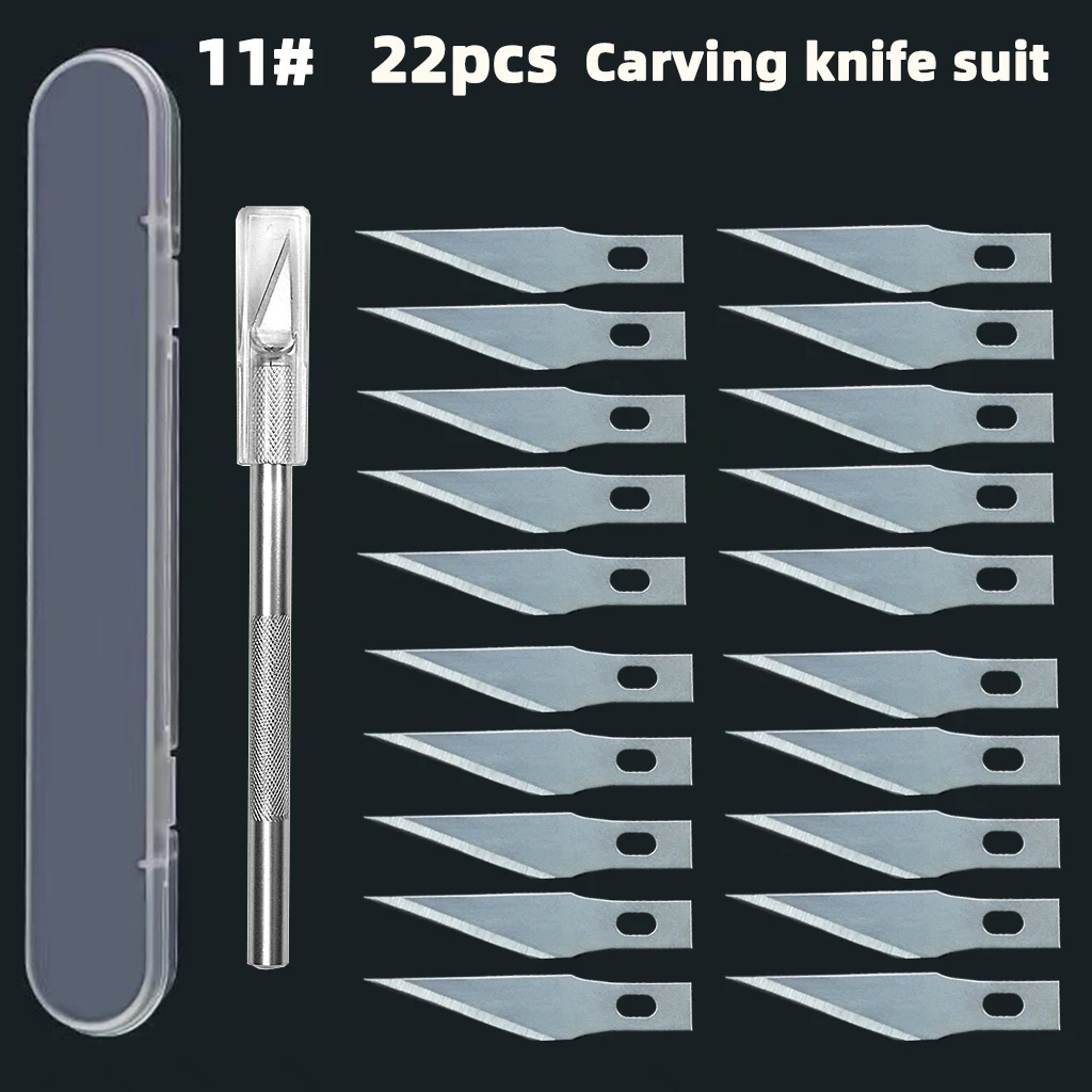 Engraving Blade 11# Pointed Blade 22 pcs Combination with Box  for Repairing Paper Cutting Engraving Manual DIY Enthusiast Tools