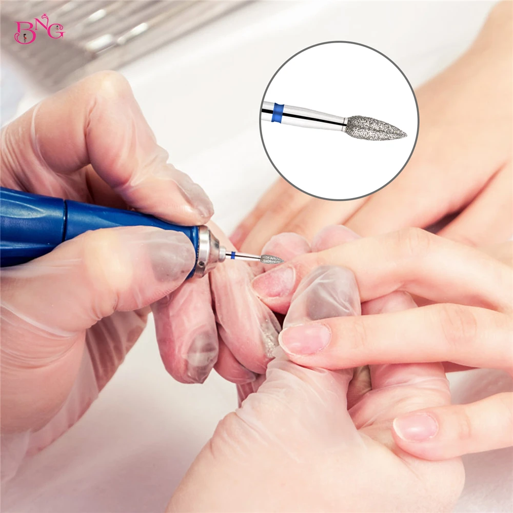 BNG Cone Diamond Nail Drill Bits Russian Cuticle Bit Electric Manicure Drill Rotary Burr Nails Accessories Tools