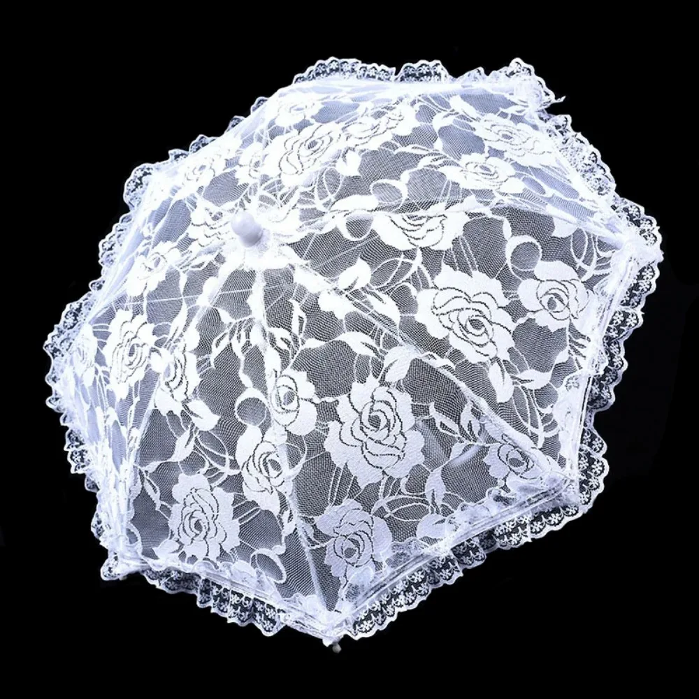 

Elegant Lace Women's Lace Umbrellas Hollowed Out Floral Patterns Wedding Decoration Props Lolita Delicate White Lace Parasol