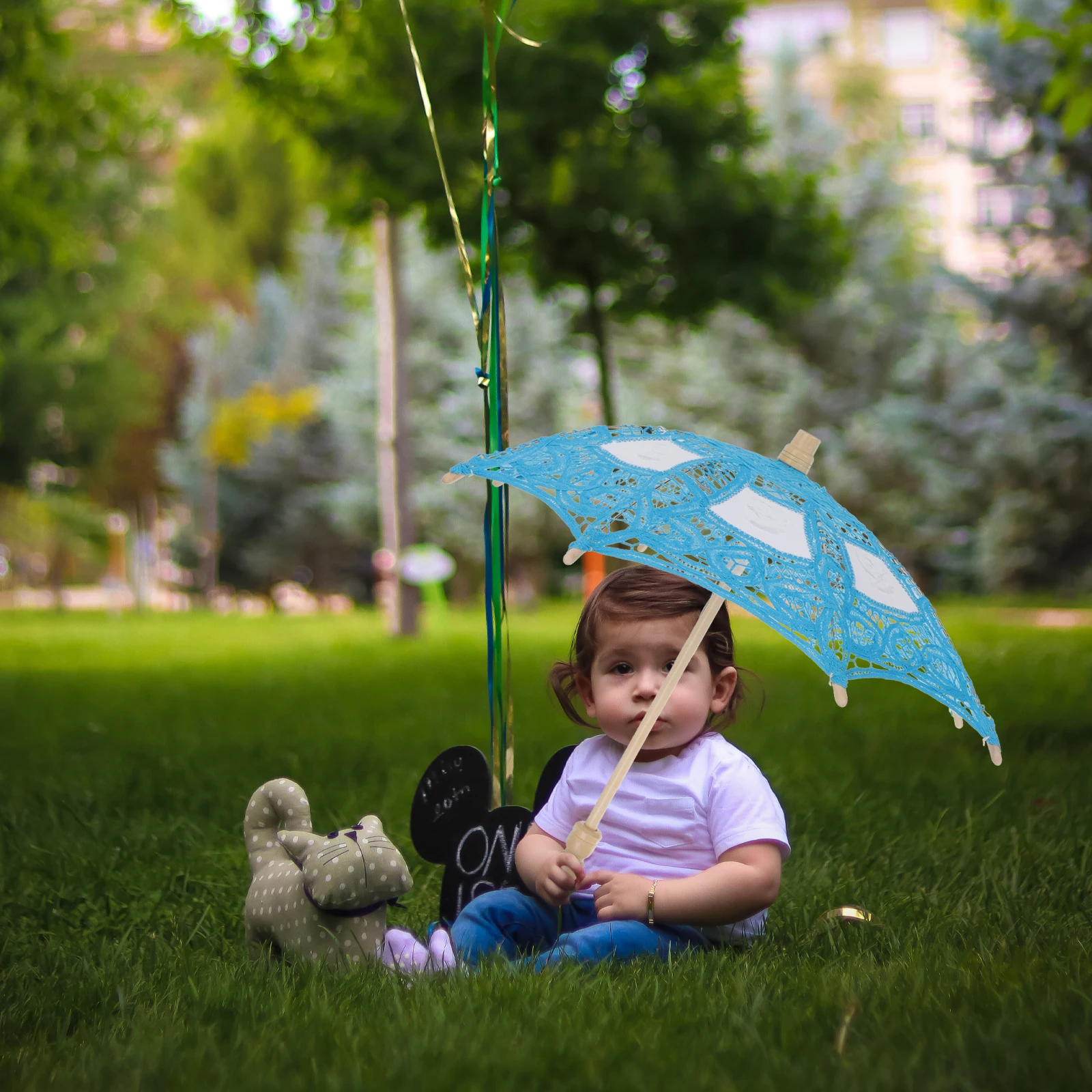 

Children Wooden Handle Umbrella Girls Parasol Decorative Photography Prop Lace Wedding Kids Vintage Tea Party Home Accessories