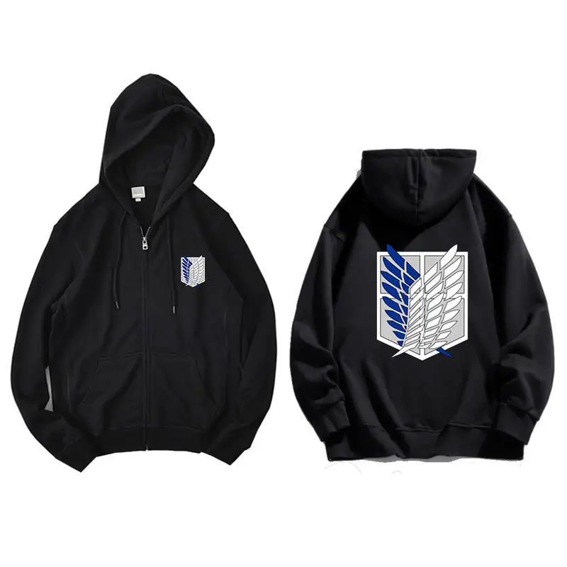 Kurtka z kapturem AOT Wings of Liberty Anime Męska Damska Rozpinana Bluza Graficzny Nadruk Streetwear Luźna Casualowa Jesienno-Zimowa Moda