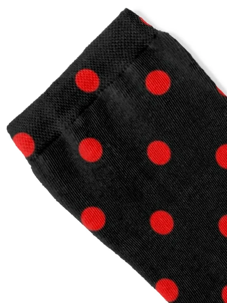 Chaussettes à motif à pois pour hommes et femmes, chaussettes drôles, rouge, noir, été