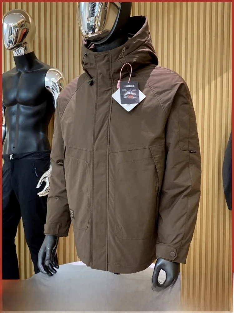 

Outdoor Men's down Jaet Hooded Windproof Warm Comfortable Filling Du Feather Polyester Fiber Zipper Sle Waterproof Trea...