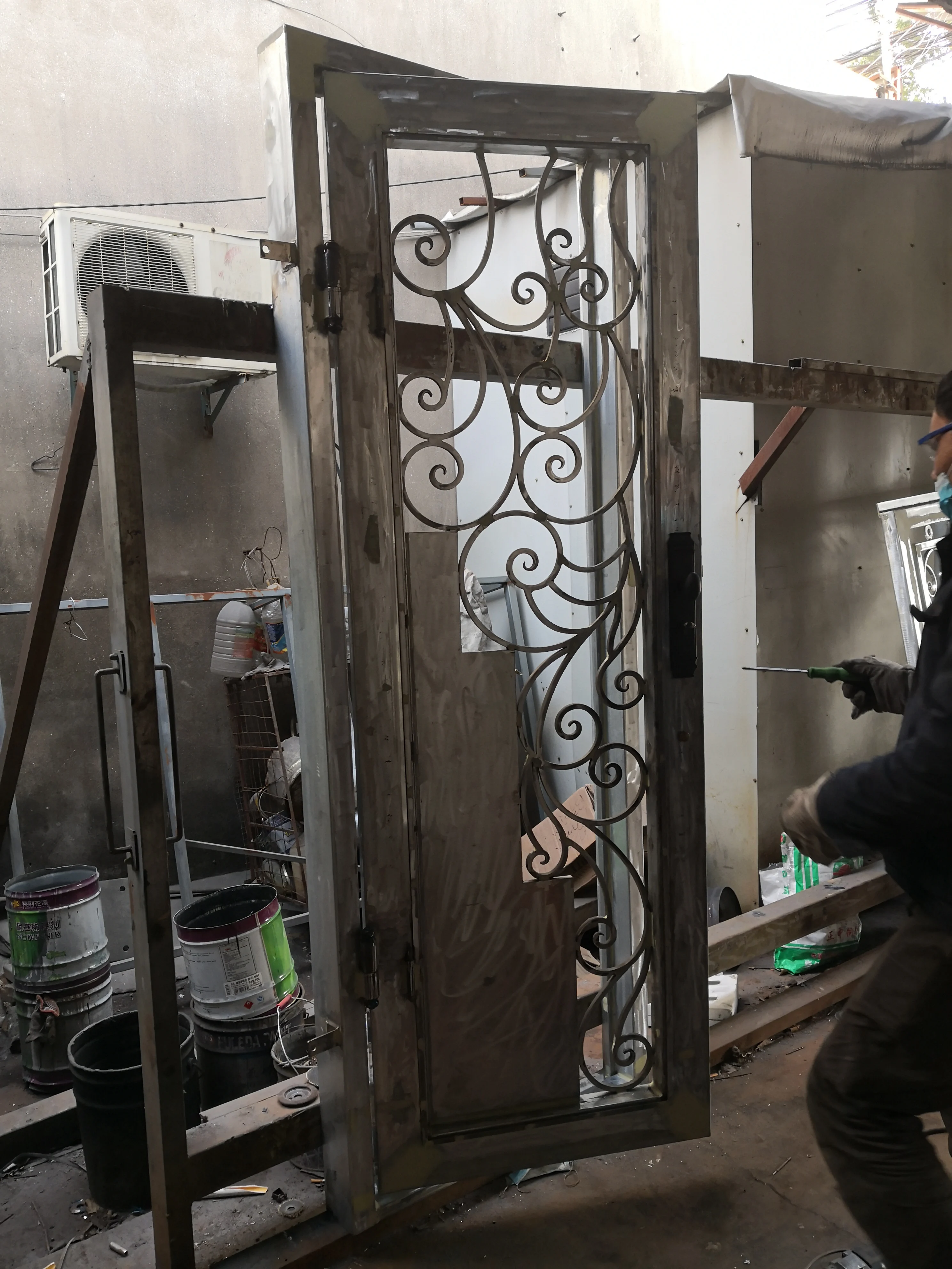 China Steel Glass Door Wrought Iron Door Design For Home