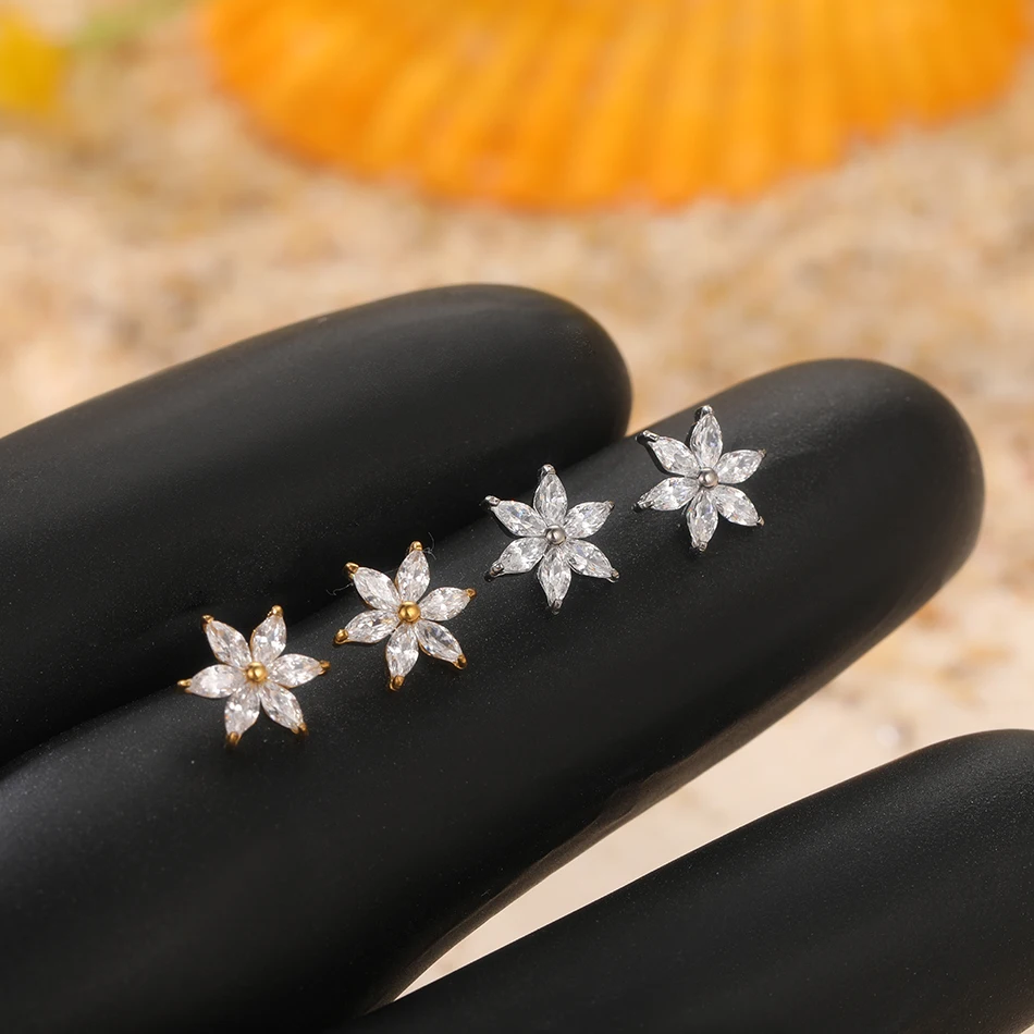 1/5PCS ไทเทเนียมคริสตัลดอกไม้  - Body Jewelry Dermal บทวิจารณ์และราคา