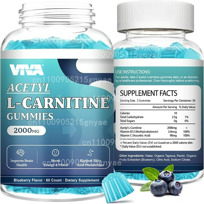 

Acetyl-L-carnitine Gummies - for Muscle Endurance, Brain Health, Energy Metabolism - Non GMO for Vegetarians
