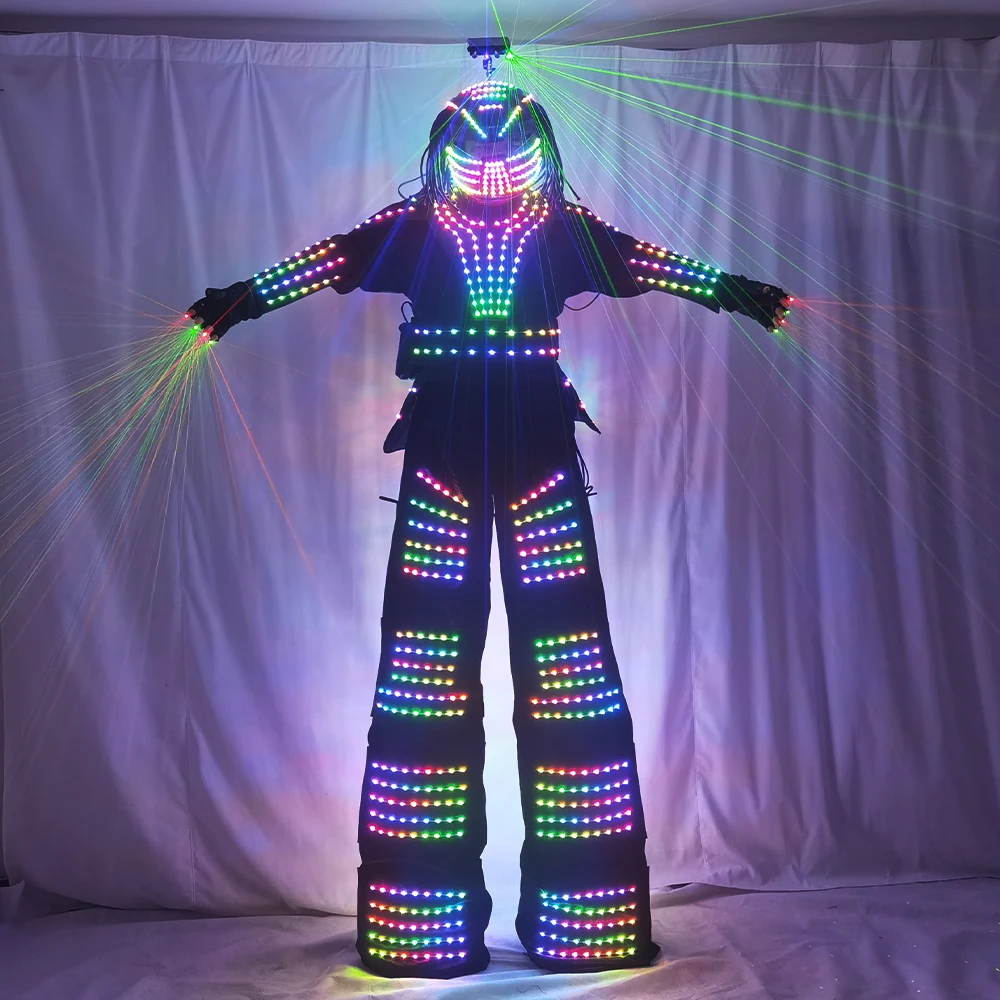 Colorful  LED Luminous Robot Dance Wear Kryoman and David Guetta Stilt Suit for Performance and Events